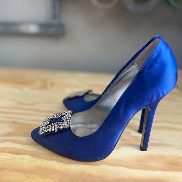 Blue Satin & Rhinestone Shoes, Size 37, Excellent Condition - Picture 5 of 6